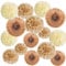 SUNBEAUTY Pompom Papier de Soie 15pcs Decoration Salle de Mariage Boho, Brun, Deco Mariage Champetre Éventail en Papier Suspension pour Anniversaire Chambre Maison Deco