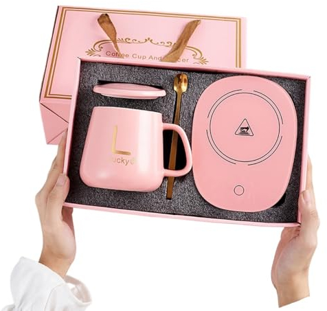 MBETA Coffret cadeau en céramique de tasse de café de température constante de 55°C,Rose 220V