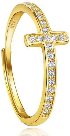 JJDreams Zirkonia Ring 925 Sterling Silber Damen Kreuz Ring Offene Verlobungsring mit Stein Geschenk für Frauen