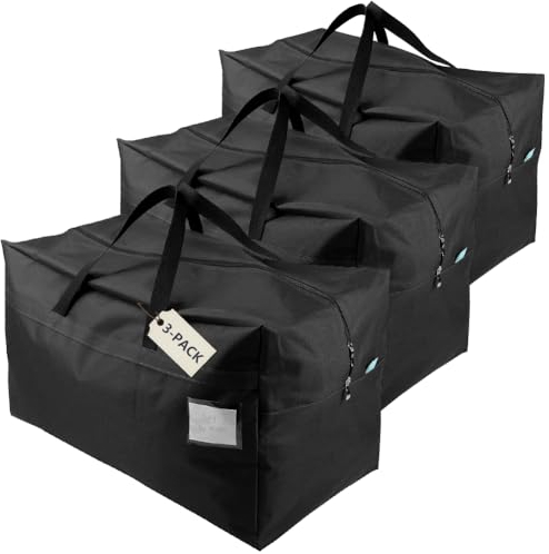 iwill CREATE PRO 3 Stück, 100 l große Ornamente, Festival-Dekorationsartikel, Aufbewahrungstaschen, wie Lichter, Bälle, Geschenkverpackungen, Reisetaschen, Schwarz
