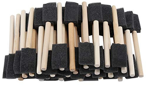 Leopacat Foam Brush, Sponge Brushes for Painting with Wooden Handle Precision Not Easily Deformed for Wood Staining Varnishes Oil Acrylic DIY Crafts Projects Art Supplies 50Pcs