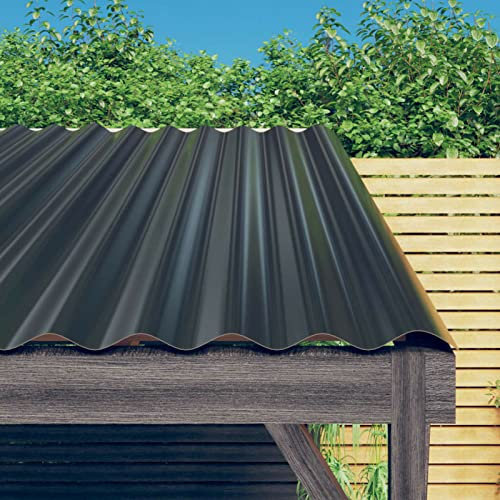 GuyAna Panneaux de toiture 12 pcs Acier Anthracite 100x36 cm,Tole Ondulée pour Toiture,Plaque PVC,Toiture Abri De Jardin