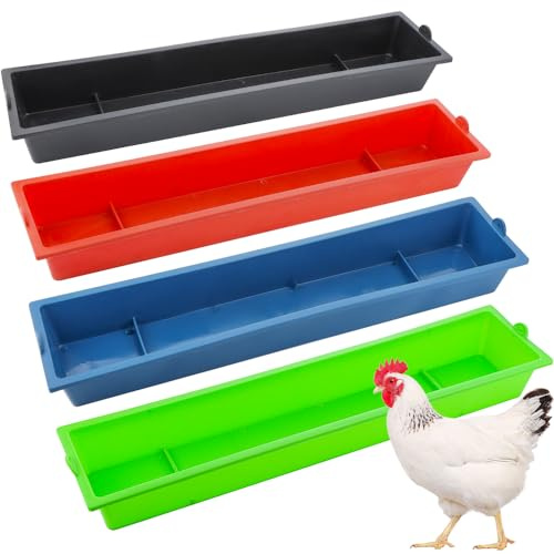 DQITJ 4 Pack Huhn Große Kapazität Futterspender Kunststoff Futtertrog Eimer Hängender Futterspender für Huhn Ente Taube Vogel Vieh Geflügel (Länge 59,9 cm)