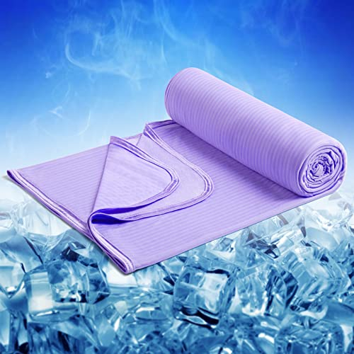 Marchpower Sommerdecke Mikrofaser Arc-Chill, Selbstkühlende Kühldecke mit Japanische Q-Max＞0.4, Kühl und Gemütlich, 2 in 1 Doppelseitig weiche Kuscheldecke Sofadecke Reisedecke(220 * 200cm Lila)