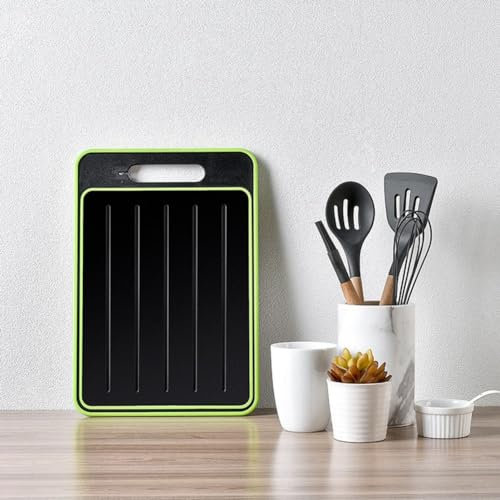 Defrosting Board/Cutting Board, 4 in 1 Double Sided Chopping Board Fast Thaw Meat ＆ Food, Cutting Board for Cutter Sharpener, and Garlic Grater(S)