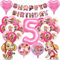 Hund Geburtstag Deko 5 jahre, Dog Geburtstagsdeko Mädchen, Party Luftballon 5, Luftballon Kindergeburtstag 5 jahre, Rosa Ballon Dekoration, Happy Birthday Banner für Dog Kindergeburtstag Party