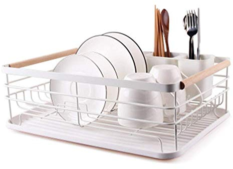Escurreplatos Rejilla para escurrir Platos Rejilla para secar Platos de Metal Blanco Escurridor de Alambre Compatible con Cocina Tazones y Platos de fácil Almacenamiento Rejillas para Plato