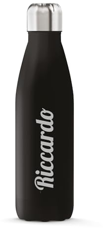 THE STEEL BOTTLE - Incisione a Laser su Bottiglia Termica in Acciaio Inox, Isolamento sottovuoto a Doppia Parete, capacità 750 ml, Chiusura Ermetica, Borraccia Portatile (Black)