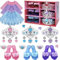 Principessa Vestire Abiti Ragazze - Bambini Costume con Gonne, Scarpe, Corona & Giocare Gioielli, Principessa Giocattoli per Ragazze Età 3 - 6 Anni, Bambini Scarpe Gioco di Ruolo Regalo per Compleanno