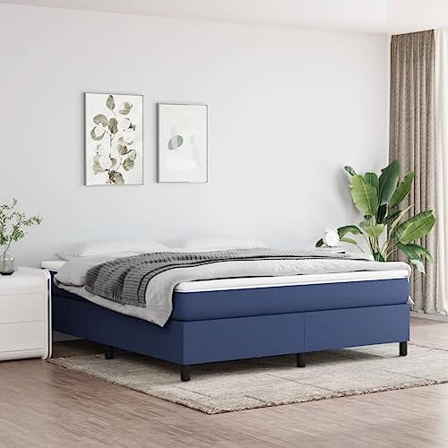 Keyroto Boxspringbett 180x200 mit Matratze Polsterbett 180x200 Bett mit matratze Bett ohne Kopfteil Bettgestell mit Lattenroste Stoff-Blau-180 x 200 cm-2