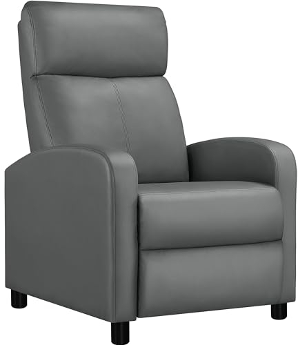 Yaheetech Relaxsessel Wohnzimmer Loungesessel mit Verstellbarer Rückenlehne Sessel Schlafzimmer Fernsehsessel mit Fußstütze Liegesessel Kunstleder/Grau