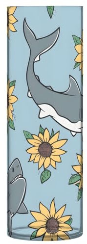 Blumenvase, unzerbrechlich, dekorative moderne Vase, Kunststoffvase für Büro, Zuhause, Meetingtisch, Hai und Sonnenblume