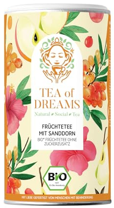 Tè alla frutta sciolto, biologico, con olivello spinoso, pezzi di mela, fiori di ibisco, bucce di rosa canina - 100 g