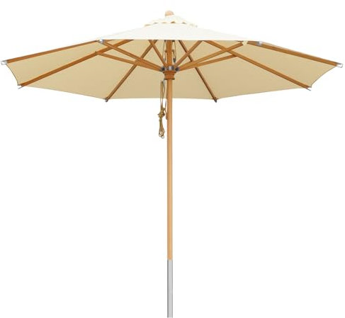 anndora Sonnenschirm 3m rund Holz - Buche FSC zertifiziert - Gartenschirm mit Schirmstoff hochwertiger Olefin Stoff - Natural