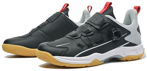 Leichtrit Badminton Schuhe,Tischtennis Schuhe,Tischtennis Schuhe Herren,Volleyball Schuhe Damen,rutschfeste AußEnsohle,Bequemes Futter,DäMpfung,Für Fitnesstraining oder Wettkampf,Weiß,Schwarz
