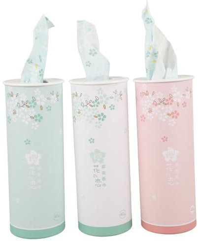 SOESFOUFU 3Pcs Cute Portable Car Tissues Cylinder Box Round Tissue Holder for Car Cup Holder Stylish Travel Facial Wipes for Home Office and Convenient Tissue Organizer