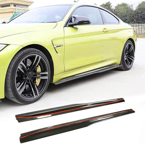 2 Stück Auto Seitenschweller für BMW F82 M4 Coupe F83 M4 Convertible 2014-2018, Kohlefaser Auto Seitenschweller Verlängerungen Spoiler Splitter Diffusor Lippe Auto Zubehör
