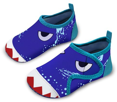 Kids Water Shoes Boys Toddles Baby Beach Shoes Swim Shoes Aqua Pool Swimming Socks Quick Dry Non-Slip for Children's Barefoot Shoes（Shark Blue 16/17）