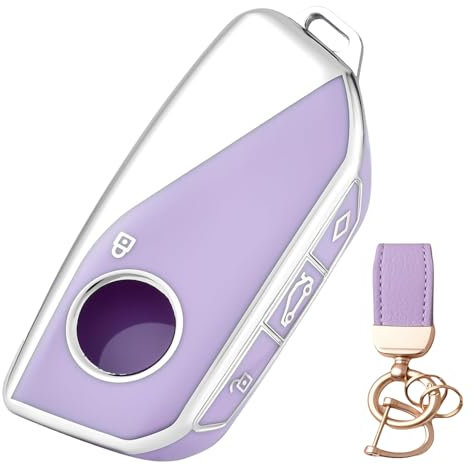 NEUHOO Auto Zubehör kompatibel mit BMW X3 G45 2024-2025 Schlüsselhülle und Schlüsselanhänger, Schlüsselgehäuse Silikon Schlüsselkarte Hülle (Lila)