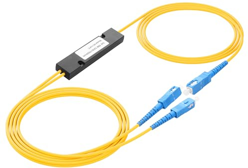 PNGKNYOCN SC UPC 1X2 Fiber Optical Splitter,1x2 FBT Singlemode Optical Splitter Module for Fibre Optical Communication System,Fiber Optic LAN（Total length: 2M）