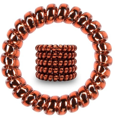 Specora Spiral Haargummi Rotbraun 5er Pack - 5 cm - Telefonkabel Zopfgummi - Ohne Ziepen & Verheddern - Elastisch, ohne Abdruck, haarschonend