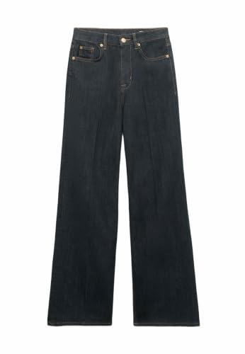 Marks & Spencer Damen Baumwolle Hose Regular | Mit mittlerem Bund, Beinform: Weites Bein, Waschung: Mittelblau, Zum Reinschlüpfen, Leicht