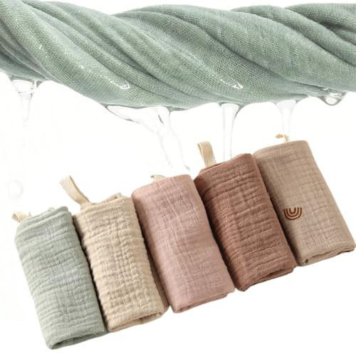 5 paños de muselina para bebé, 22 x 23 cm, paños para eructar, paños de muselina transpirables, paños para las babas