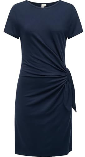 Ragwear Damen kurzes Sommerkleid Kurzarm Minikleid mit seitlichem Bindeband Knotta YOUMODO Navy Gr. XS