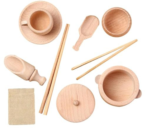 8 Pieces Wooden Sensory Bin Tools Wooden Sensory Toys Sensory Bin Tools Sensory Bin Tool Set Wooden Scoops Tongs Bowls For Learning Kitchen Fine Motor Toys For 3+ Children