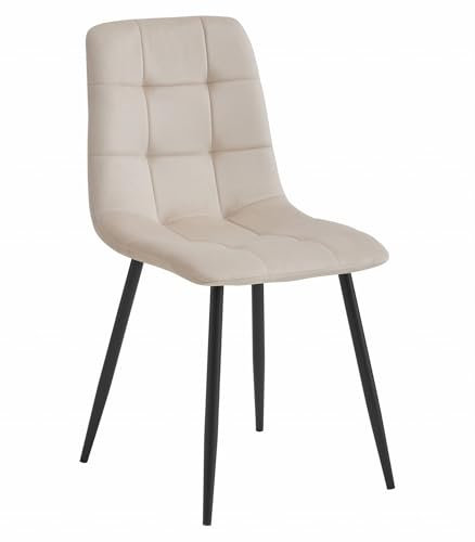Best For Home 1 x chaise - velours beige/pieds noirs