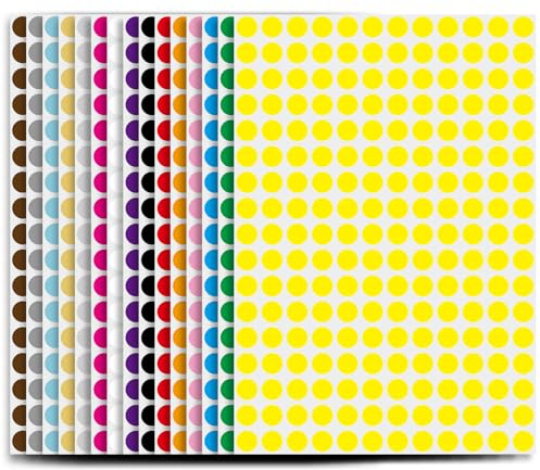 3840 Klebepunkte 10mm Runde Punktaufkleber Farbige Markierungsetiketten | Ideal zum Organisieren von Kalendern, Dokumenten und Notizen mit 15 Farben für schnelle Übersicht in Büro und Zuhause
