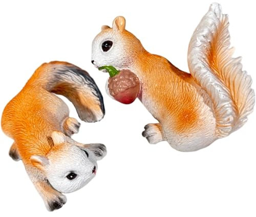 Nyutcwe 2pcs Squirrel Figurine, Realistic Squirrel Statue, Resin Flower Pot Hanger, 3.9x2.4 Inch Hanging Plant Decorations for Pots, Patio, Yard, Lawn Figurine