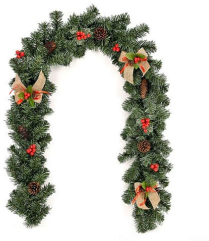 Wunderschön gearbeitete 180 cm Weihnachtsgirlande mit natürlichen Elementen für Heimdekoration