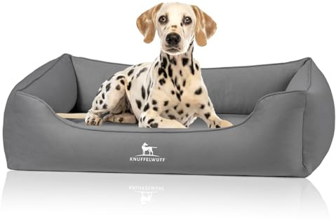 Knuffelwuff orthopädisches Hundebett Oliver, XL - Dunkelgrau | Easy Clean Wildlederoptik | Memory Foam | wasserabweisend waschbar | gelenkschonend robust für kleine bis große Hunde