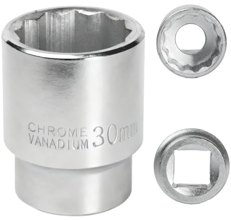 FortuneGlobe Douille 30mm 3/4 12 pans, Douille pour clé 3/4 30mm pour clé CR-MO(Whtie)
