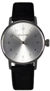 Gigandet Armbanduhr Quarz Damen Edelstahl Lederband Silber Schwarz G27-008