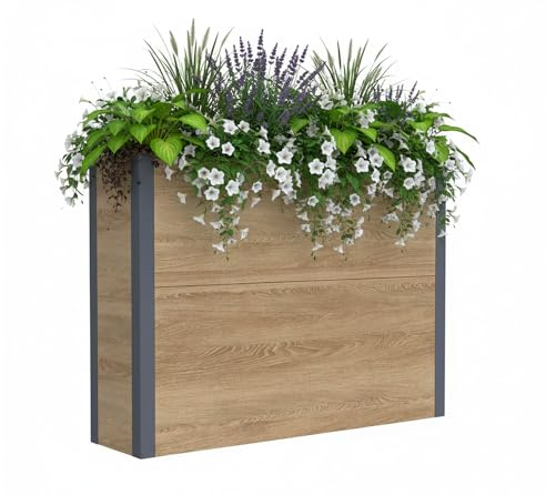 WESTMANN Talus XL Pflanzkübel, Rechteckig, Holzoptik, 100x25x77 cm | Der Pflanzkübel mit praktischem Zwischenboden spart Blumenerde und eignet sich vielseitig als Hochbeet im eigenen Garten.