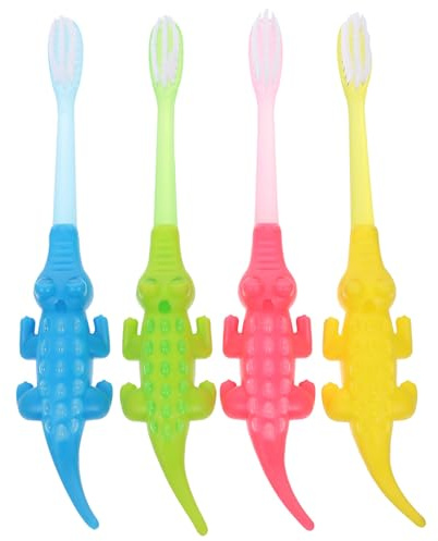 Abaodam 8 Stück Weiche Kinderzahnbürsten mit Süßem Krokodil Design aus Pp zur Zahnpflege für Kinder von 3 bis 12 Jahren Handlich und Leicht zu Tragen Zufällige Farbe