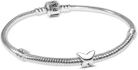PANDORA Damen-Armband Silber Starterset mit Mini Schmetterling 21500 | Schmuck Bundle Armband mit Charm für Frauen 925 Sterlingsilber modisch & modern