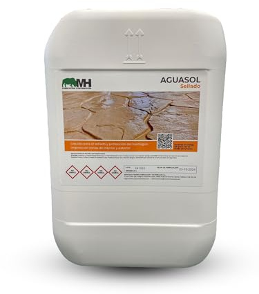 Sellador protector para el hormigón impreso | Aguasol sellado conserva y mantiene | Para exteriores e interiores | Hormigón impreso viejo y nuevo | Acabado satinado| Base agua | (25.0, Kilogramos)