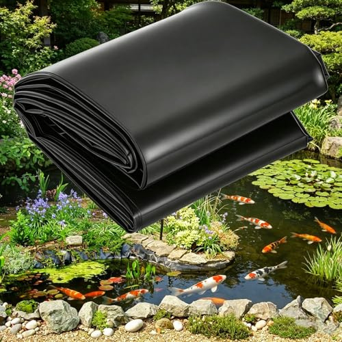 Kulvath Bâche pour Bassin 4x6m Noir -Bâche pour Bassin Jardin 1x5m 2x6m 4x4m 5x8m 6x10m, PEHD pour Utilisation Industrielle et privée- Idéal pour Les étangs, Les bassins et l'aménagement paysager