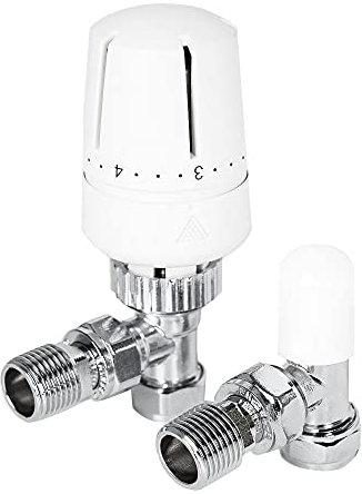 WarmeHaus Angled Thermostatic Radiator Valve Pack White & Chrome Pack of 10