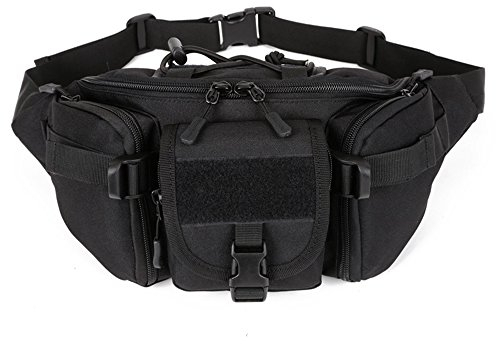 Tactical Waist Pack tragbar Fanny Pack Outdoor Army Hüfttasche Military Taille Pack für Radfahren Camping Wandern (schwarz)
