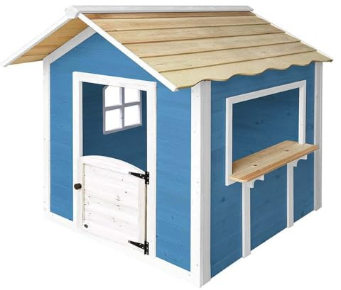 Home Deluxe - Spielhaus - DER GROßE PALAST blau - 118 x 138 x 132 cm - ohne Bank - inkl. Montagematerial I Gartenhaus Holzhaus Kinderhaus