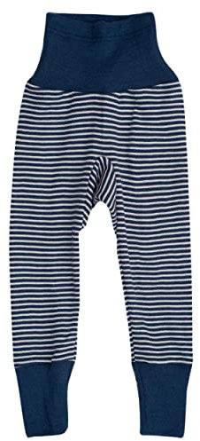 Cosilana, Baby Nabelbundhose/Hose, 70% Wolle, 30% Seide (Marine/Natur, 74-80)