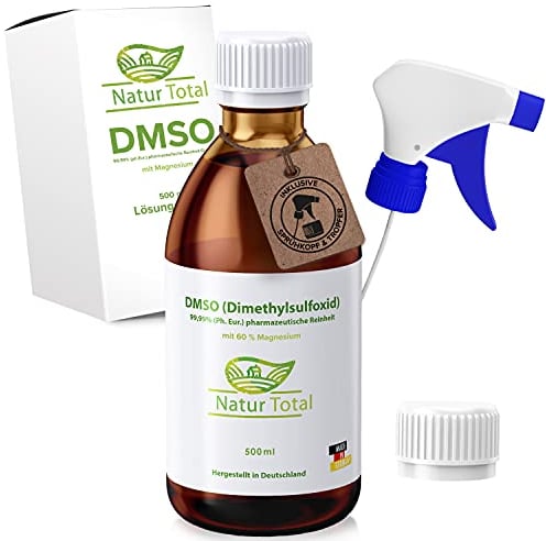 Natur Total® DMSO mit Magnesiumöl 500 ml I Dimethylsulfoxid in 99,9% pharmazeutischer Reinheit nach Ph. Eur. I Magnesium Spray inkl. Sprühkopf und Tropfer I