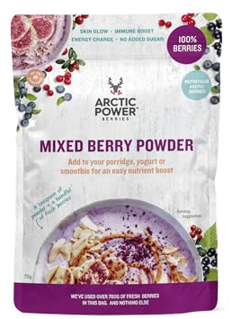 Arctic Power Berries Mixed Berry Powder 70g, Nutrient rich wild-grown berries from Nordic forests, 100% Natural, Delicious nutrient boost for breakfast bowls, smoothies, porridge, yogurt - Vegan