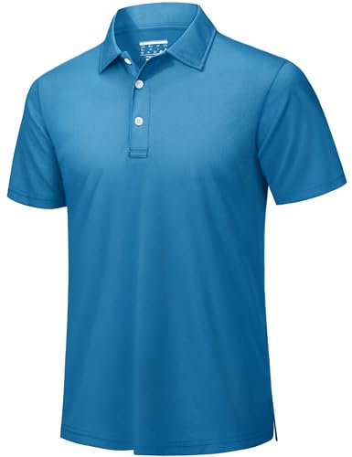 TACVASEN Men's Active Polo Shirts Summer Breathable Workout Shirt Short Sleeve Golf Polo Quick Dry Blue Green,3XL