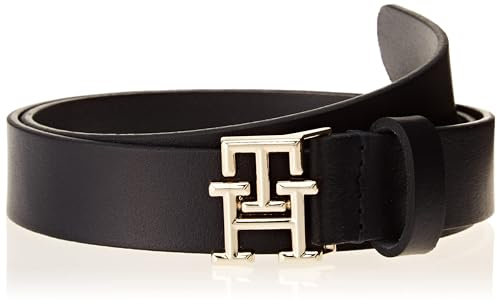 Tommy Hilfiger Damen Gürtel Logo 2,5 cm Ledergürtel, Blau (Space Blue), 75 cm