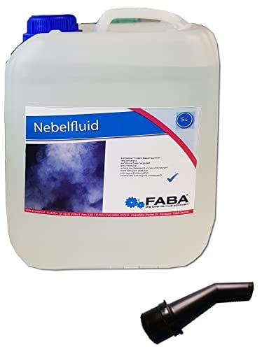 FABA Nebelfluid 5 L, Smoke Fluid, Nebel-Fluid für Nebelmaschine, Laser- und Lichtshow inkl. Ausgießer
